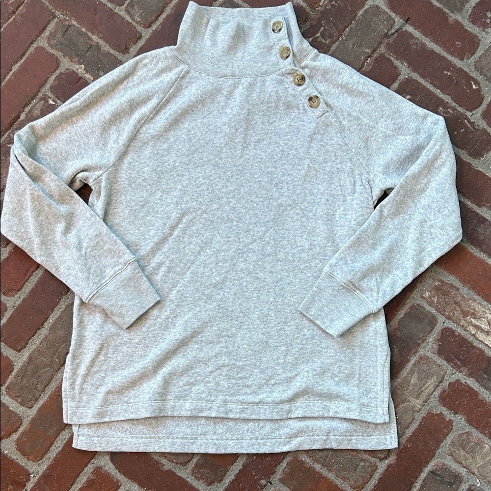 J. Crew Wide Button Collar Pullover Mock neck Sweatshirt
